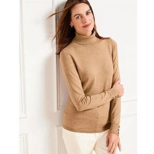 Talbots turtleneck tan long sleeve minimalist lightweight top